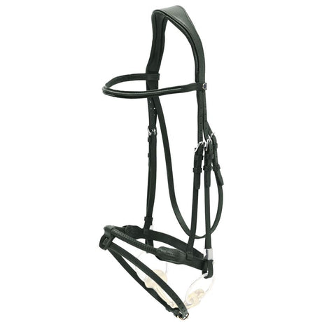 Stubben 2700 Pro-Jump Rope Noseband with Leather Snaffle Bridle #colour_black-black