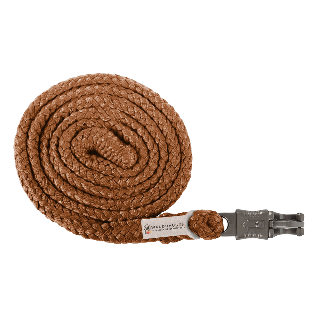 Waldhausen Panic Hook Lead Rope Plus with dark hardware #colour_cinnamon