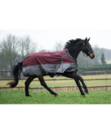 HKM 600D 200g High Neck Turnout Rug -Yukon- #colour_dark-red-grey