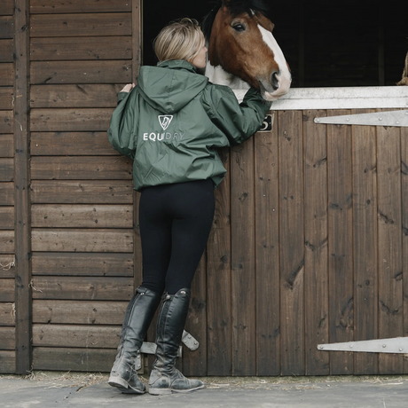 EQUIDRY Women's Thin Fleece Shortie #colour_black-forest-green