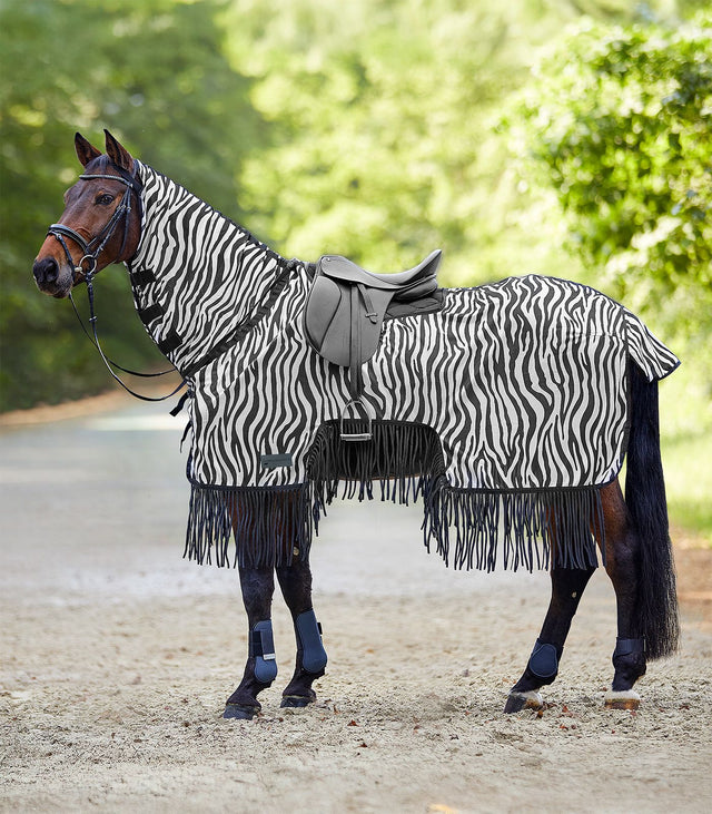 Waldhausen Fly Sheet with Saddle Cut and Fringes #colour_zebra