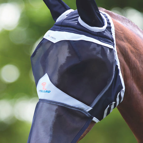 Shires FlyGuard Pro Fine Mesh Fly Mask With Ears & Nose #colour_black