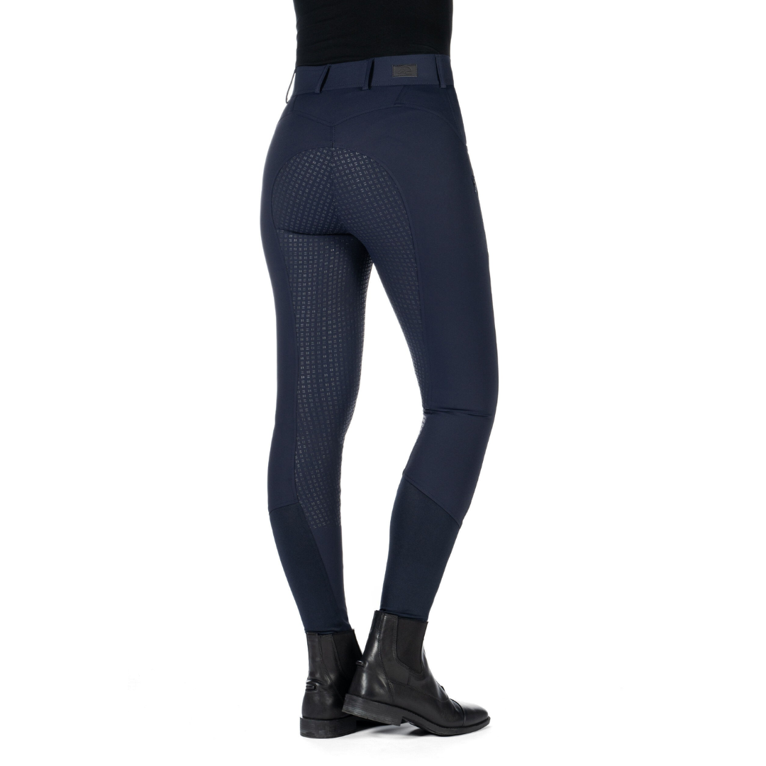 HKM Women's Silicone Full Seat Riding Breeches -Ari Mid Rise- #colour_deep-blue