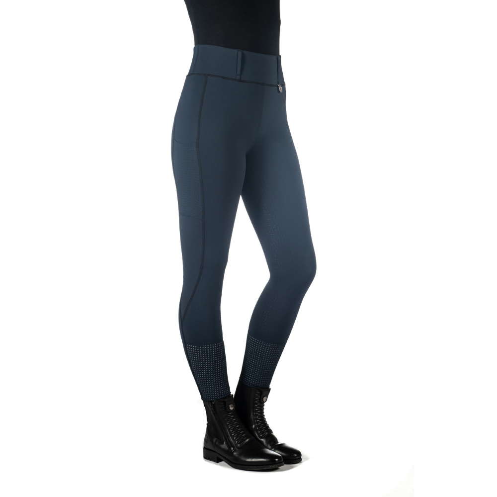 HKM Ladies Silicone Full Seat Riding Tights -Juna- #colour_deep-blue