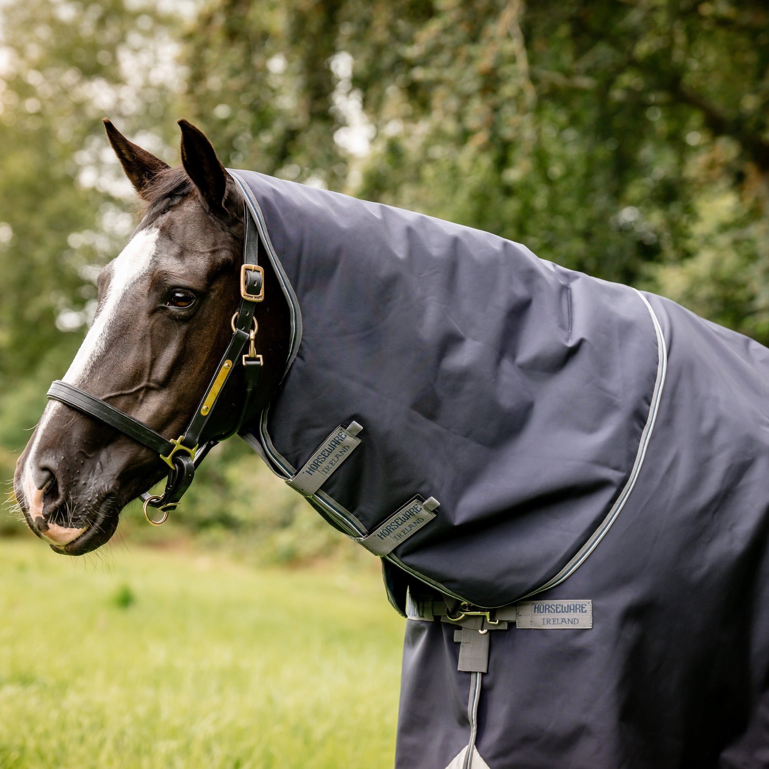 Horseware Irelanc Rambo Optimo Turnout (0g Outer with 400g Liner) #colour_navy-thunderstorm-grey-silver