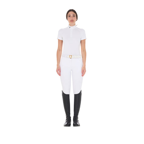 Equestro Women's Slim Fit Stretch Competition Polo Shirt #colour_white
