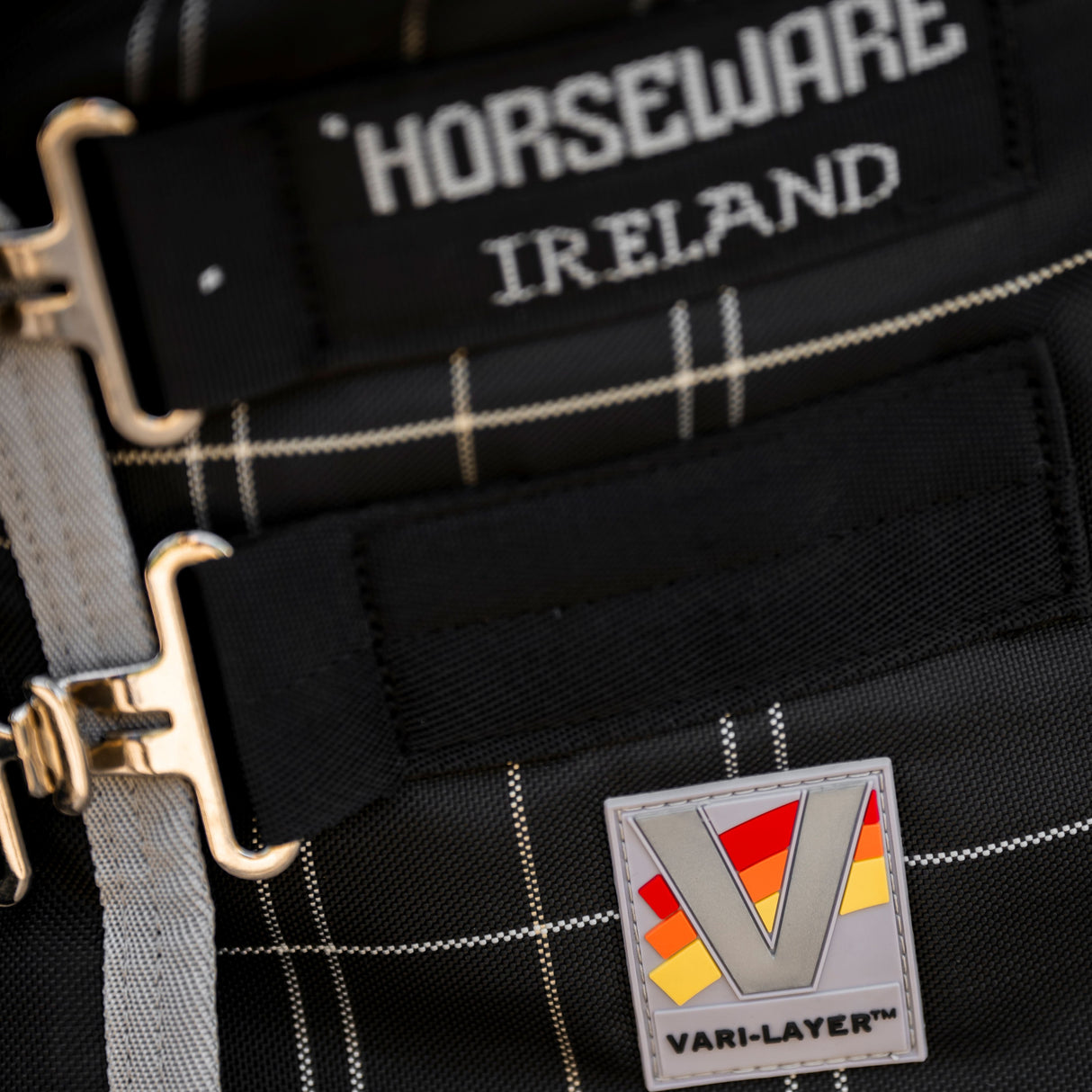 Horseware Ireland Rhino Original Stable Medium Vari-Layer 250g #colour_black-grey-white-check-grey