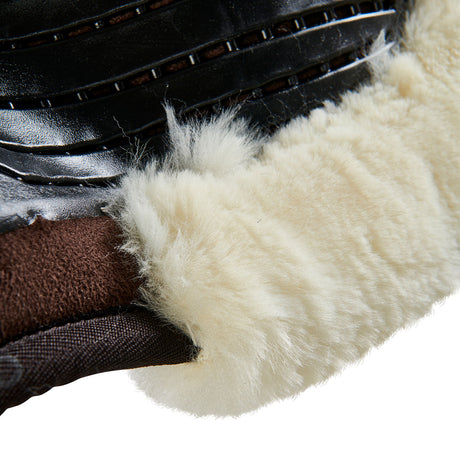 Acavallo Pad Mf-S Jccs-S Cw-Cs Suede Cut-Out Faux Sheepskin Gel Grip Flat #colour_brown-natural