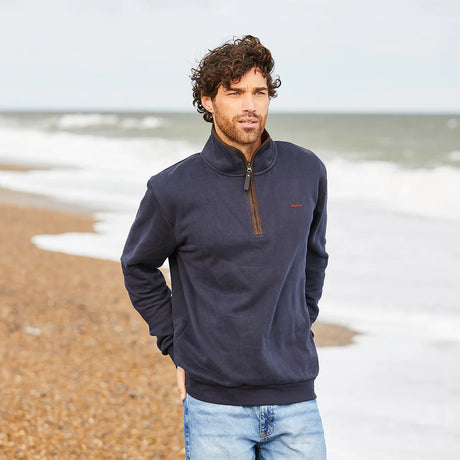 Ridgeline Mens Brancaster 1/4 Zip Top #colour_navy