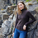 Women's Melford Knit Roll Neck - Deep Bark
