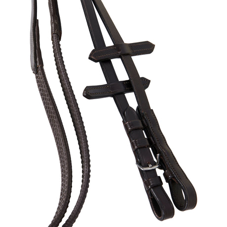 Equestro Leather English Bridle With Embroideries New #colour_brown
