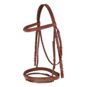 Equestro Leather English Bridle With Embroideries #colour_cognac