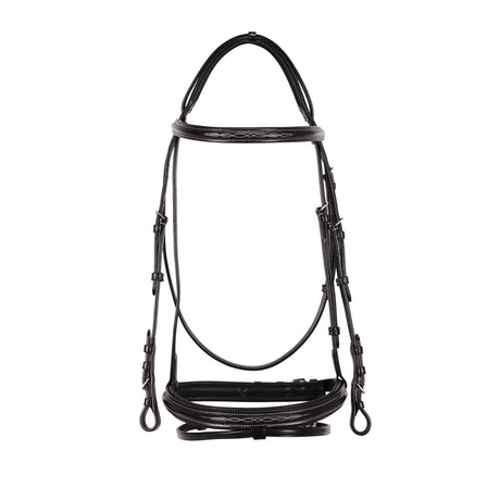 Equestro Leather English Bridle With Embroideries #colour_brown
