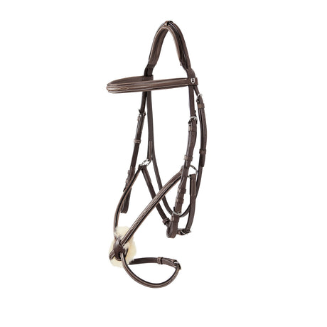 Equestro Bridle With Mexican Noseband And Synthetic Sheepskin #colour_brown