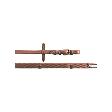 Equestro Reins For English Bridle With Brass-Plated Buckles #colour_cognac