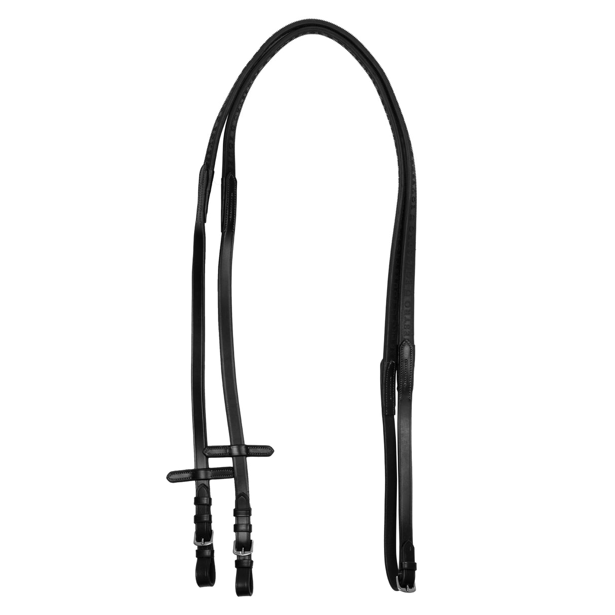 Equestro Solid Lettering Grip Rubber Reins Silver Fitting