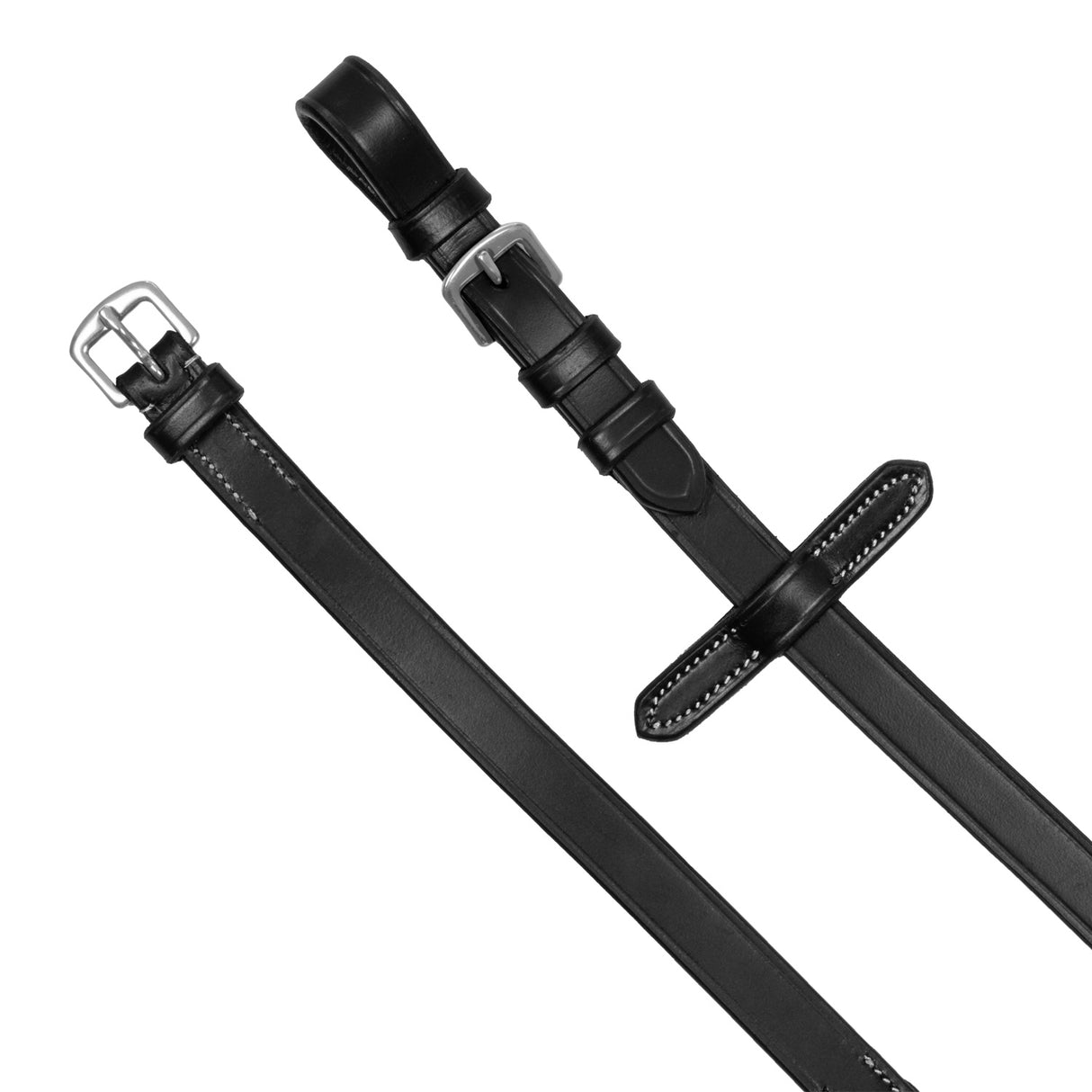 Equestro Solid Lettering Grip Rubber Reins Silver Fitting