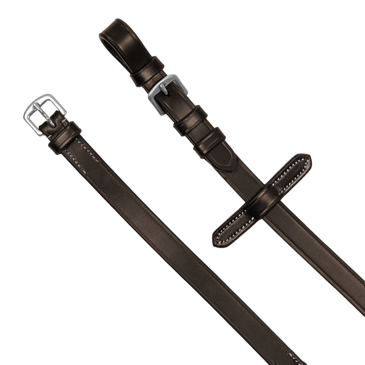 Equestro Solid Lettering Grip Rubber Reins Silver Fitting