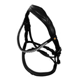 Black leather anatomical bridle with rhinestones