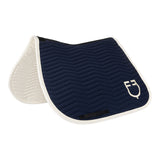 Equestro Wave Quilting Jumping Saddle Pad In Technical Fabric #colour_blue-white