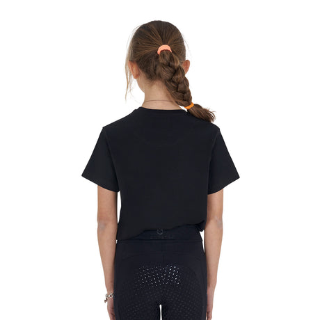 Equestro Girls' Jumping Horse Club Cotton T-Shirt #colour_black