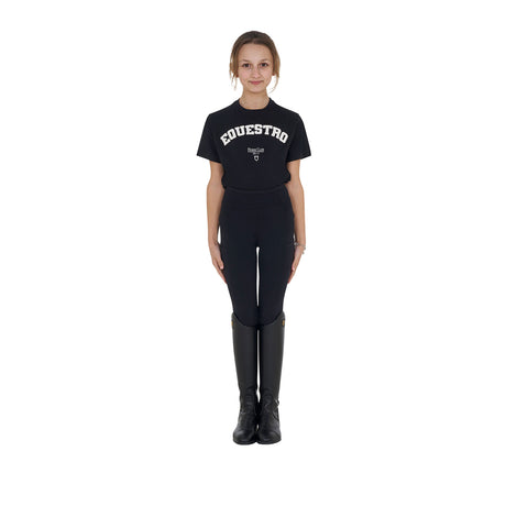 Equestro Girls' Horse Club Cotton T-Shirt #colour_black