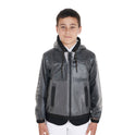 Equestro Kids' Windproof Zip Hooded Raincoat #colour_grey