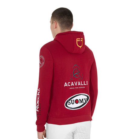 Equestro Men's Hoddie With Multilogo Patches #colour_burgundy