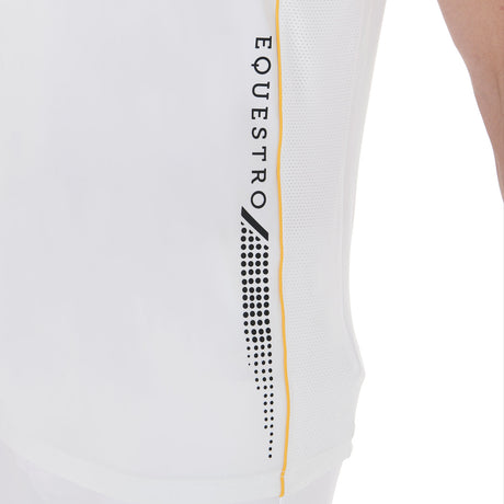 Equestro Men's Slim Fit Polo Shirt In Technical Fabric With Piping #colour_white