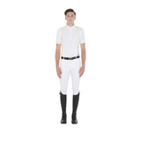 Equestro Men's Slim Fit Polo Shirt In Technical Fabric With Piping #colour_white