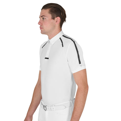 Equestro Men's Slim Fit Short Sleeve Competition Polo Shirt #colour_white