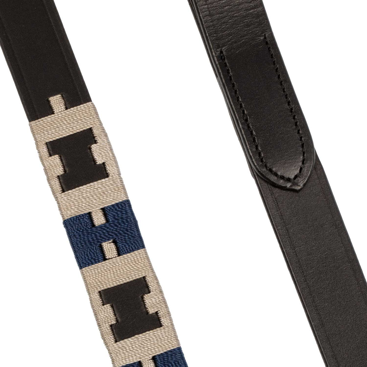 Equestro Leather Dog Leash With Geometric Pattern #colour_black