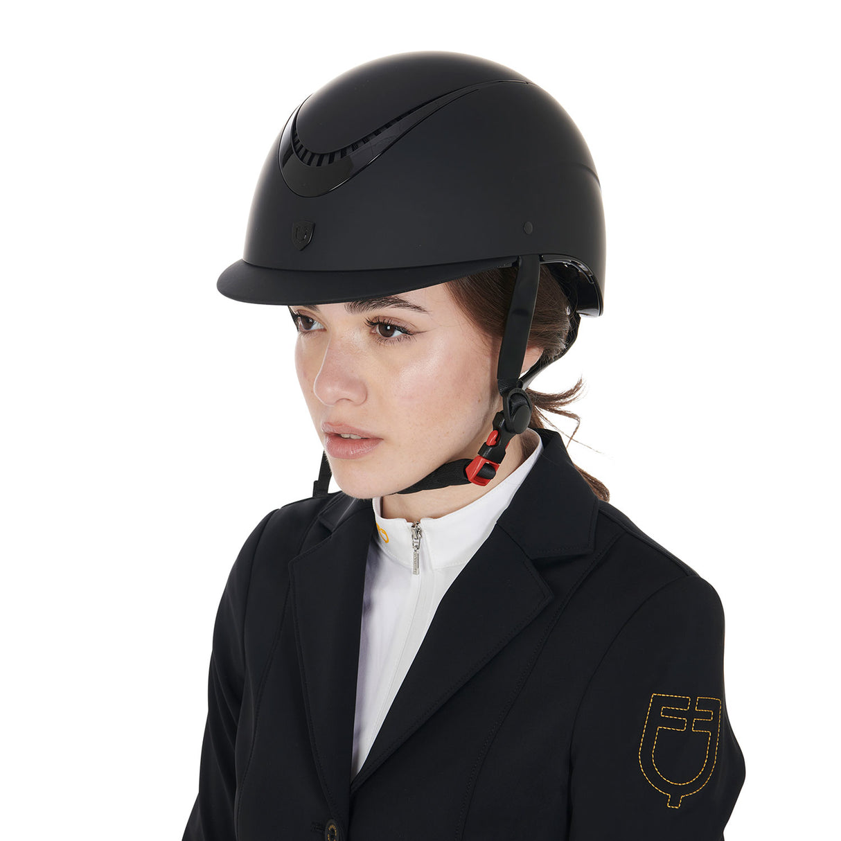 Equestro Unisex Helmet With Shiny Frame Homologation En 1384-2023 #colour_black