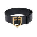 Equestro Leather Logo Belt With Logoed Buckle #colour_gold