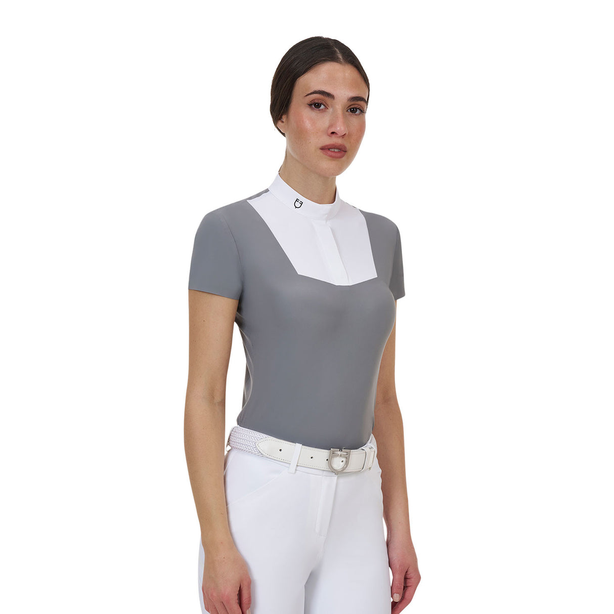 Equestro Ridertechnology women's competition polo shirt short sleeves and buttons
