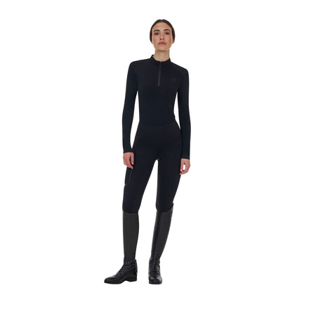 Equestro Ridertechnology women's training polo shirt long sleeves and zip