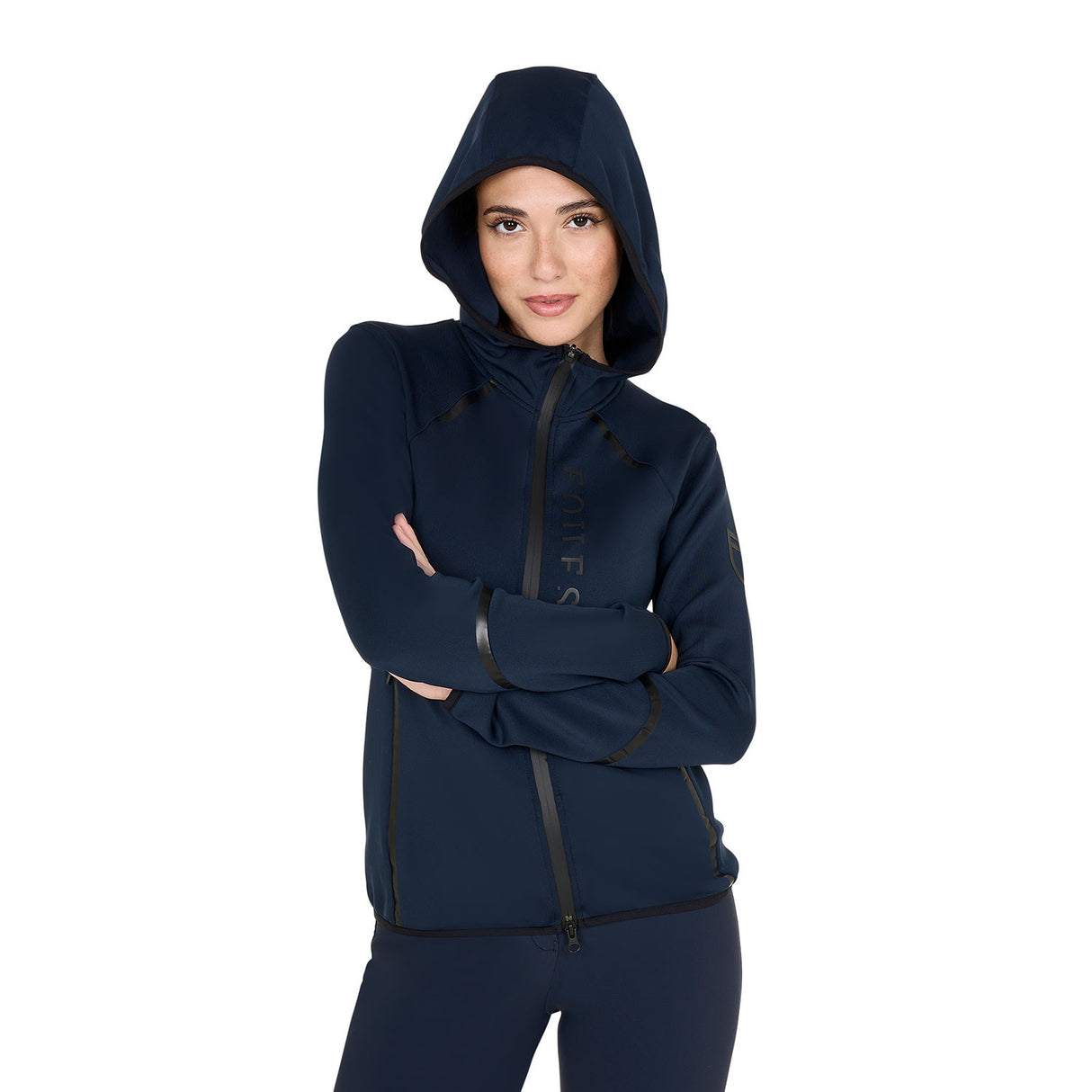 Women's technical sweatshirt in jersey with zip