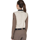 Women's long-sleeved training polo shirt with monogram print