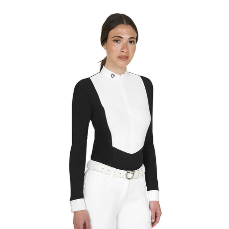 Women's long-sleeved competition polo shirt with zip