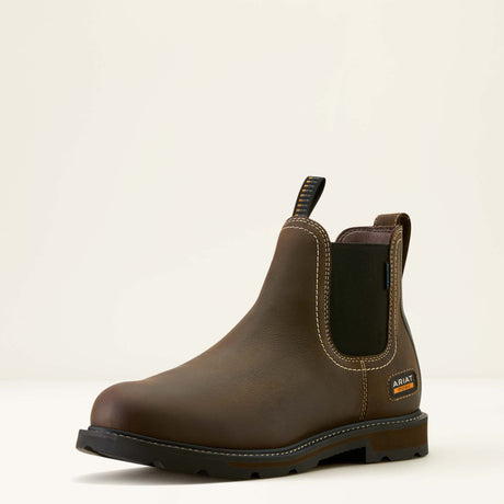 Ariat Men's Groundbreaker Chelsea Waterproof Soft Toe Work Boot #colour_brown