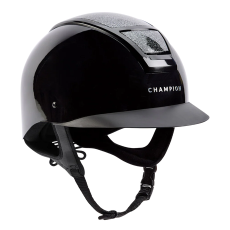 Champion Insight Glitter Oval Standard Peak Riding Hat #colour_metallic-black-sparkle-black