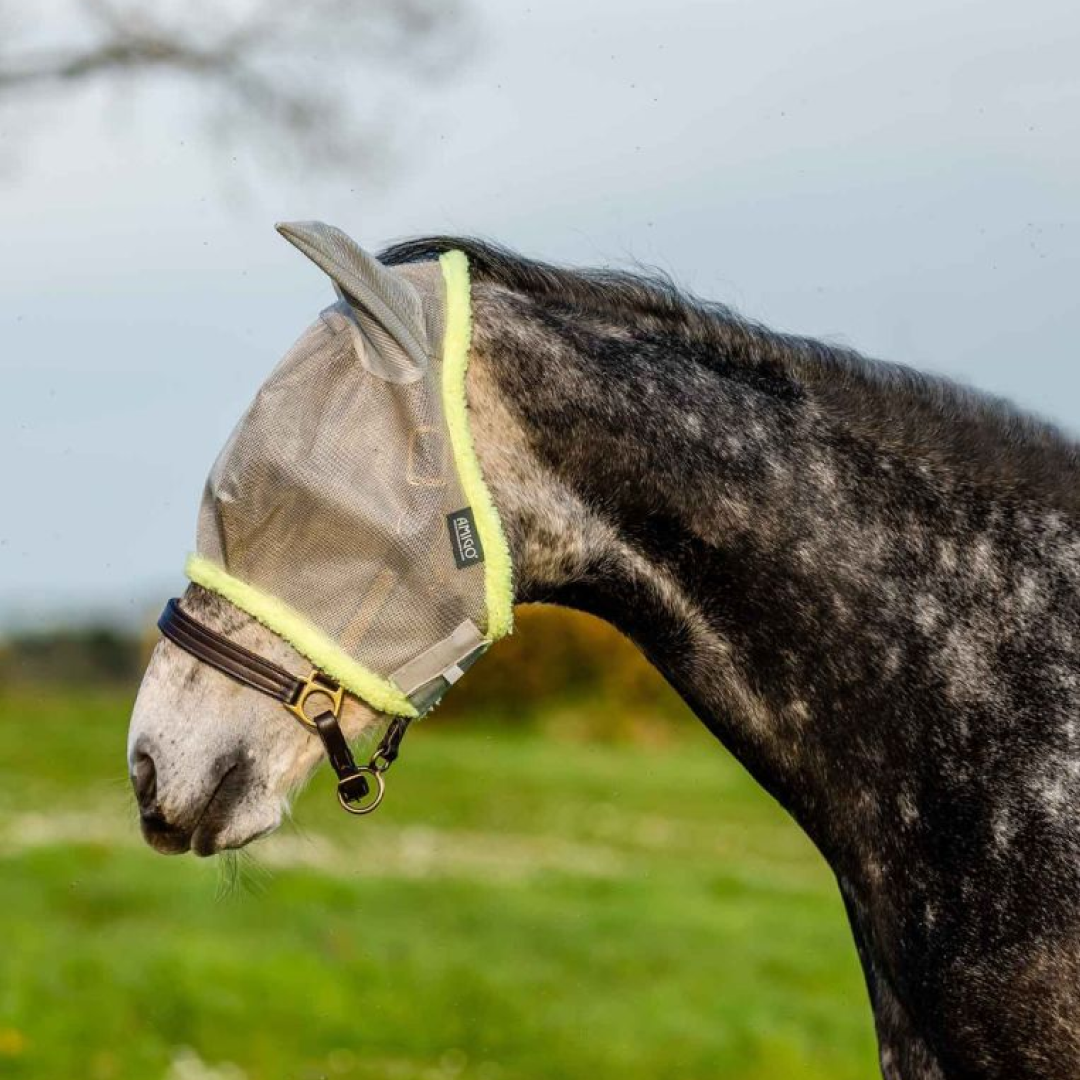 Horseware Ireland Amigo Fly Mask #colour_silver-lime
