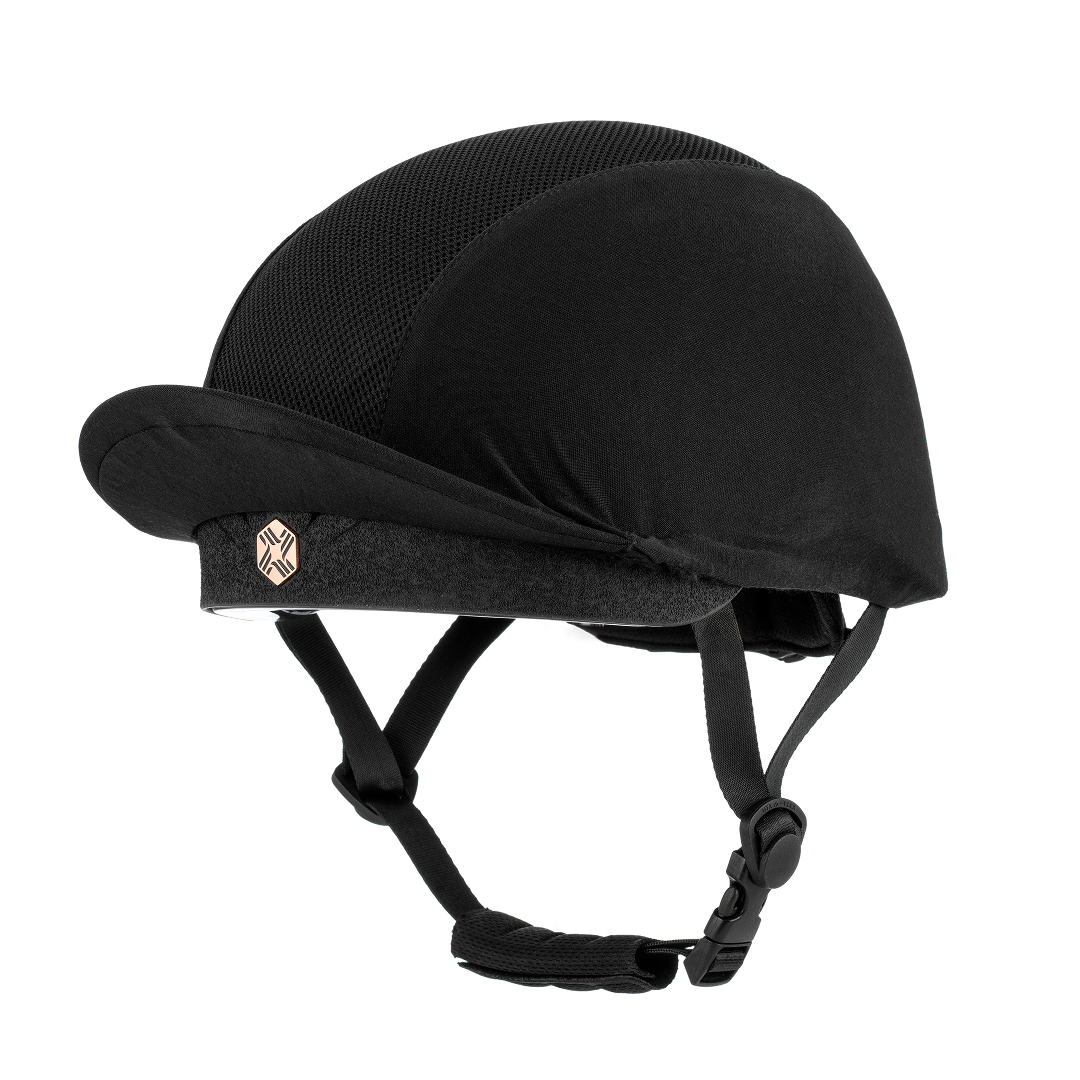 Charles Owen EQx Phoenix Jockey Skull Helmet #colour_black-rose-gold