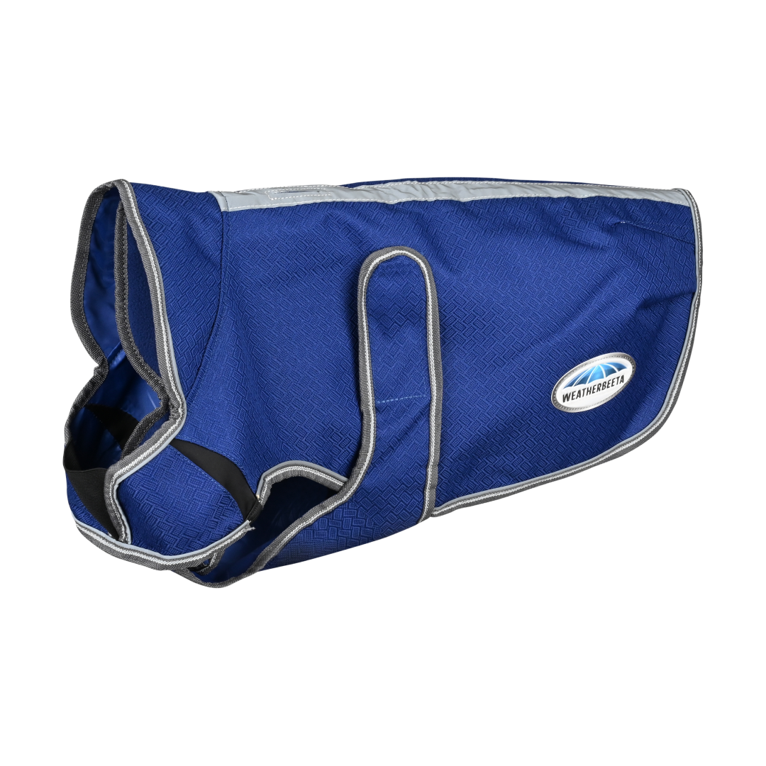 Weatherbeeta Comfitec Premier Free Duo Deluxe Parka Dog Coat #colour_dark-blue-grey-white