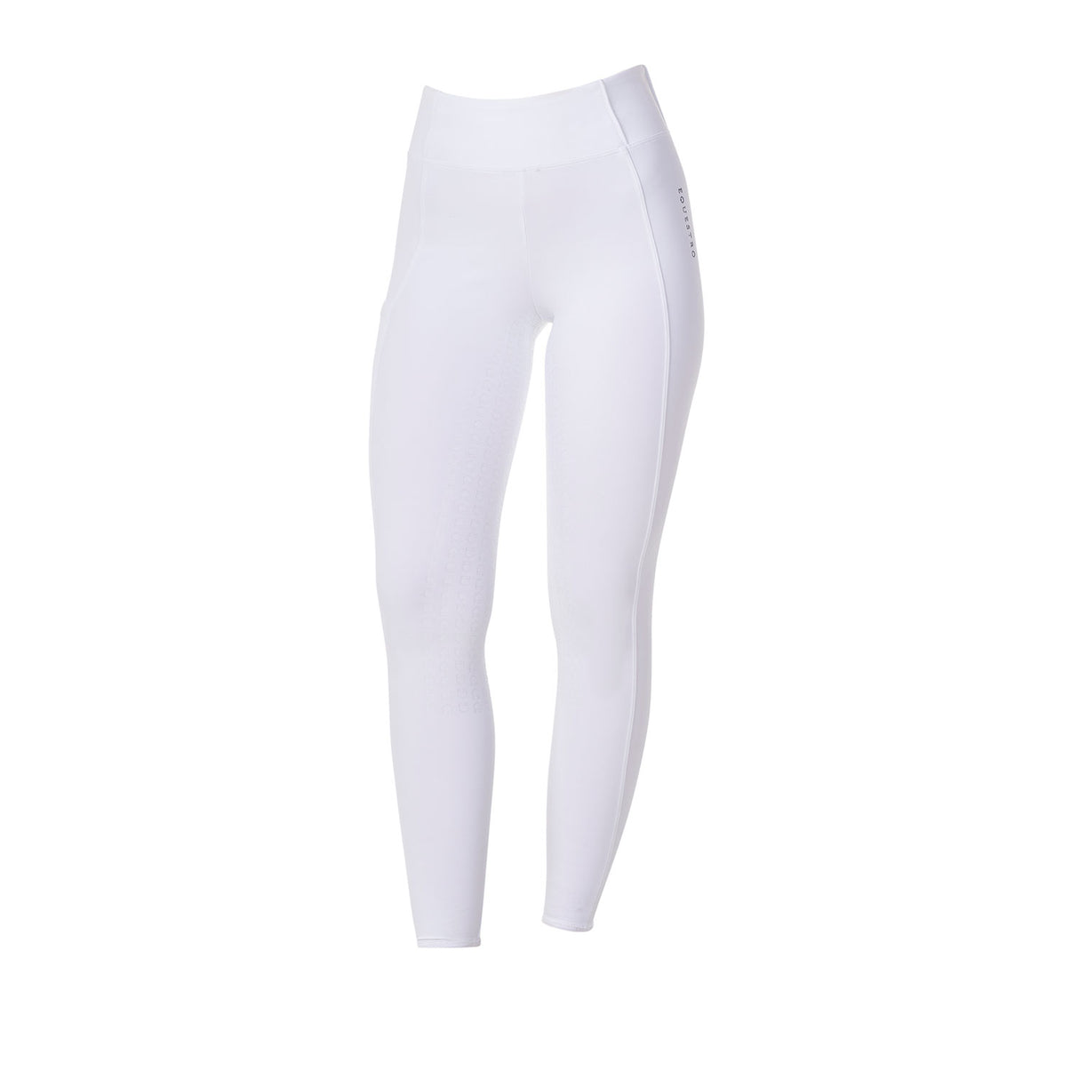 Equestro Women's Slim Fit Full Grip Leggings Equestro X Fise #colour_white