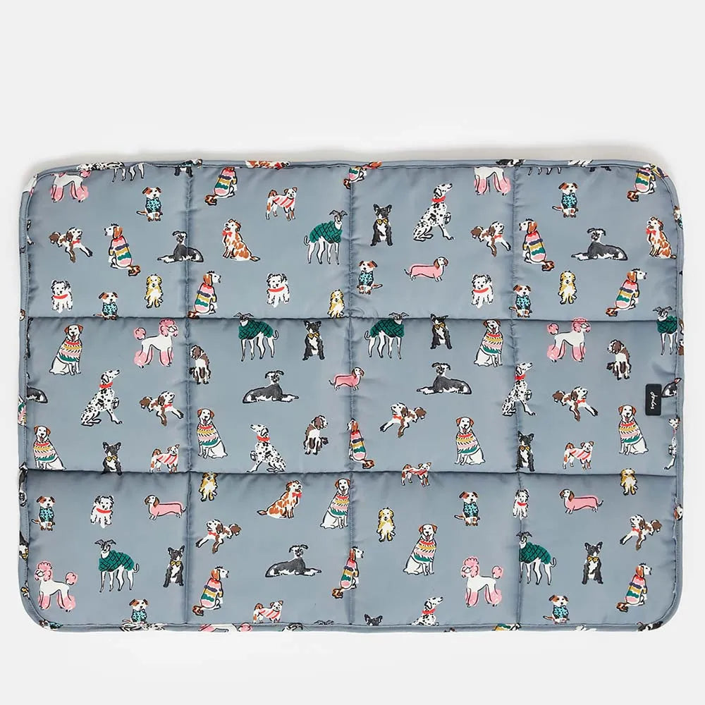 Joules Rainbow Dogs Travel Mat #colour_grey-dog-print