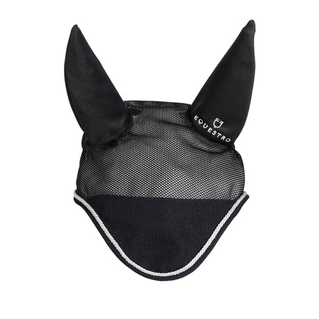 Equestro Cotton Fly Veil And Perforated Mesh Fabric #colour_black