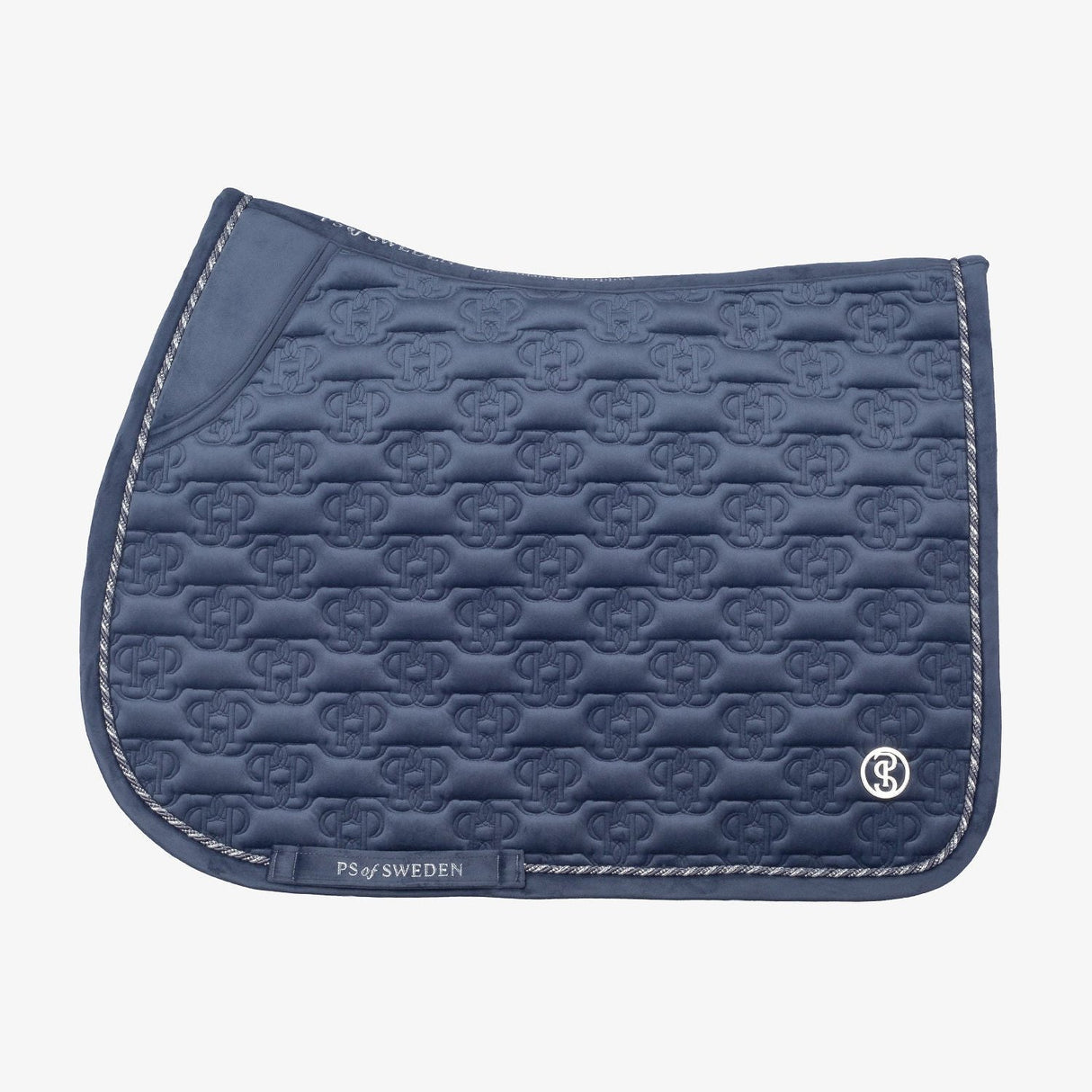 PS of Sweden Velvet Monogram Jump Saddle Pad #colour_mist-blue