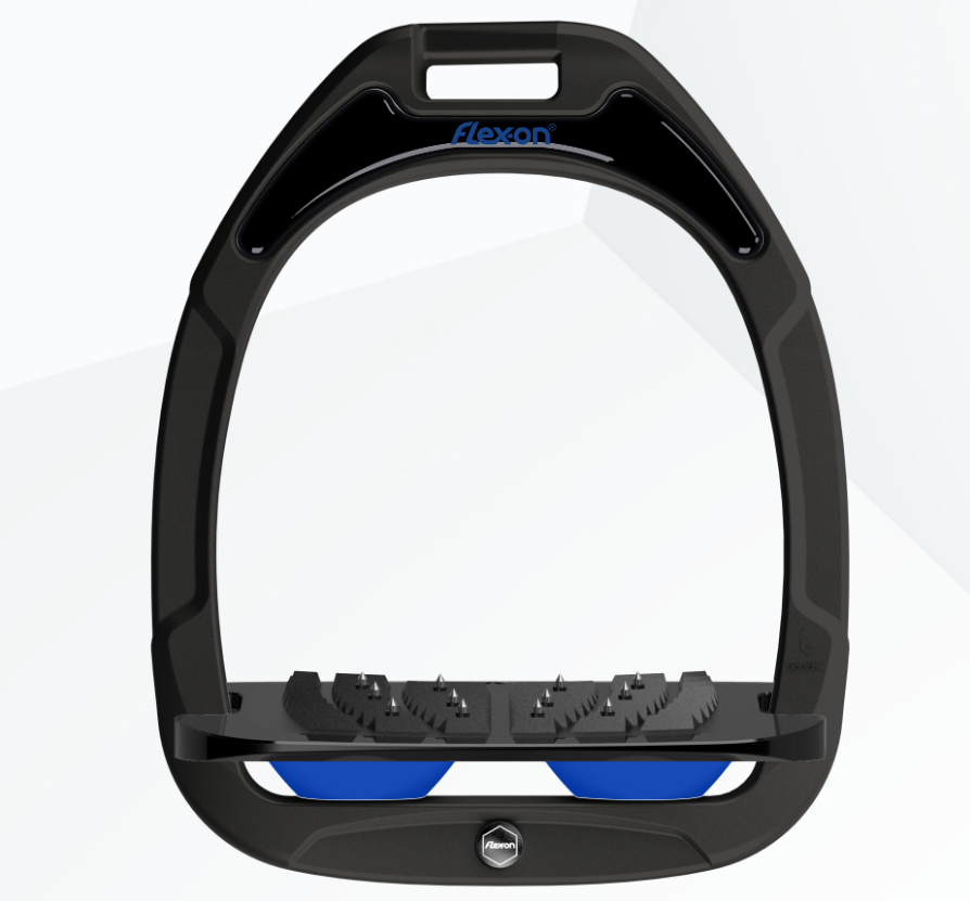 Flex-On Green Composite Inclined Ultra Grip Stirrups - Black/Black/Dark Blue
