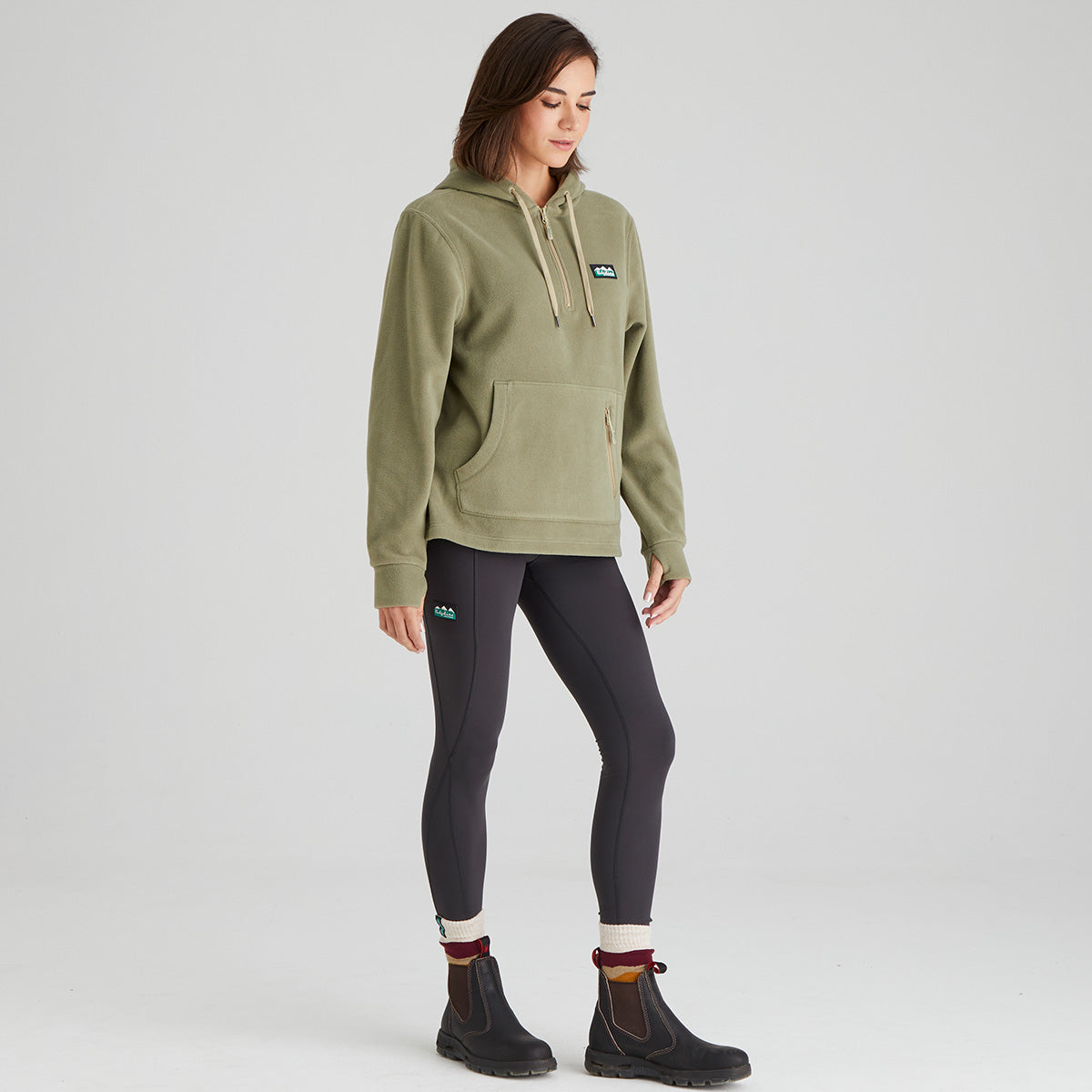 Ridgeline Womens Ballistic Long Sleeved Fleece Hoodie #colour_khaki-green